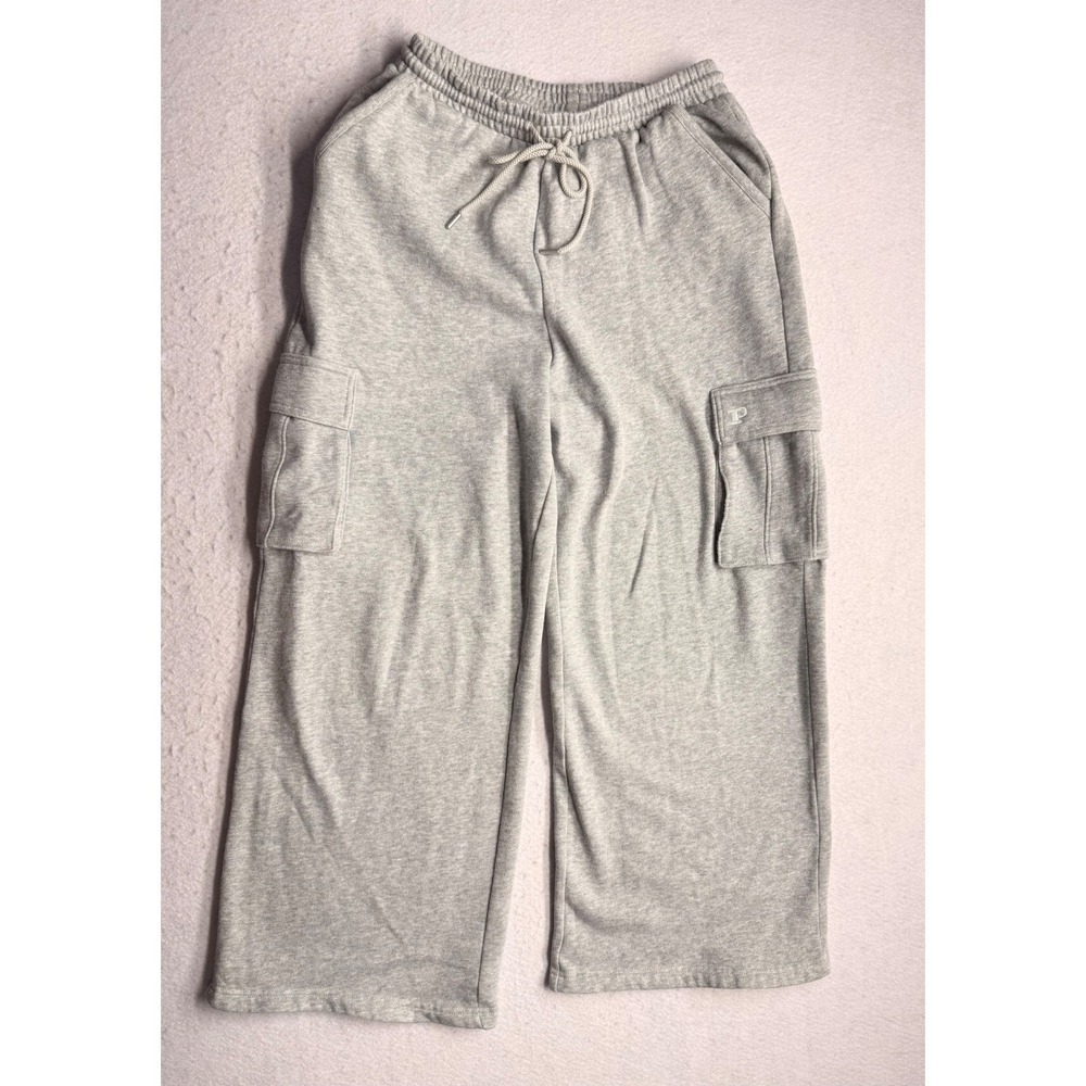 Victoria's Secret PINK Cargo Sweatpants Gray Wide Leg Baggy Joggers Medium